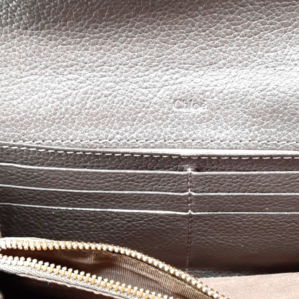 CHLOE PARATY CALFSKIN BROWN LEATHER LONG CONTINENTAL WALLET - Picture 6 of 16
